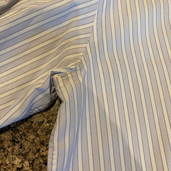 BOSS by HUGO BOSS Men's Striped White/Blue Button Down Shirt 16.5 Neck - Picture 3 of 12